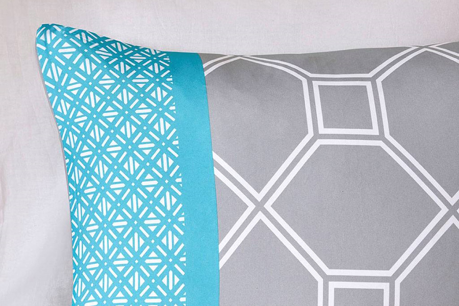 FaFurn - Twin/Twin Xl 4-Piece Teal Blue Gray White Geometric Comforter Set