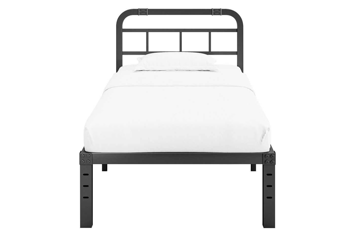 FaFurn Twin XL Size Platform Bed with Headboard - Black, Metal