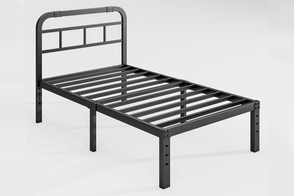 FaFurn Twin XL Size Platform Bed with Headboard - Black, Metal