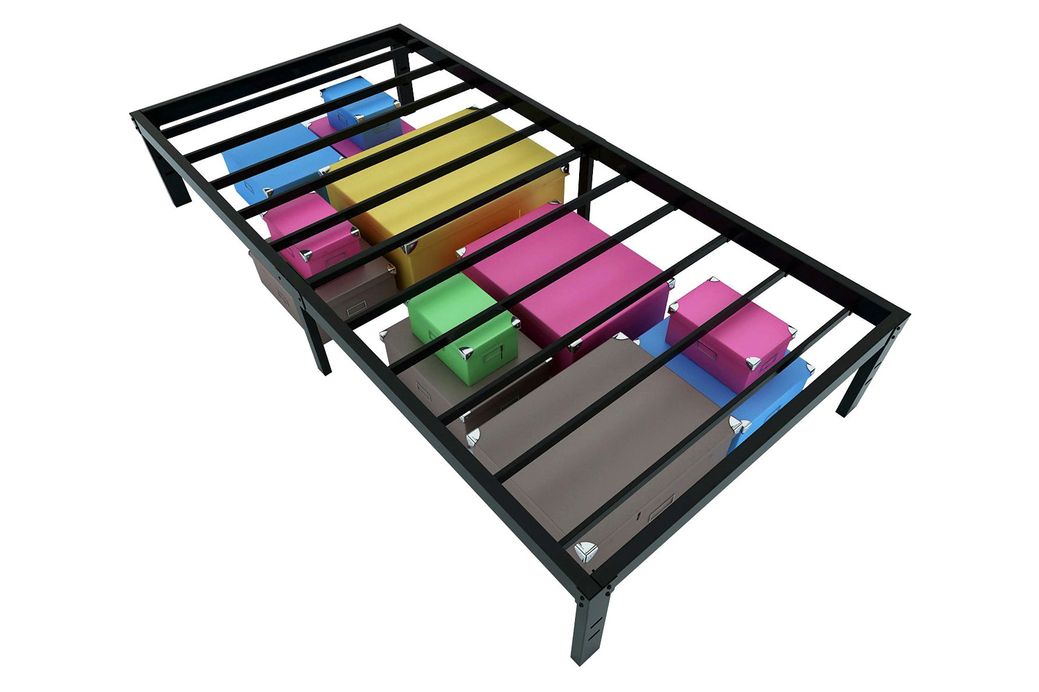 FaFurn - Twin Xl College Dorm Heavy Duty Black Metal Platform Bed Frame