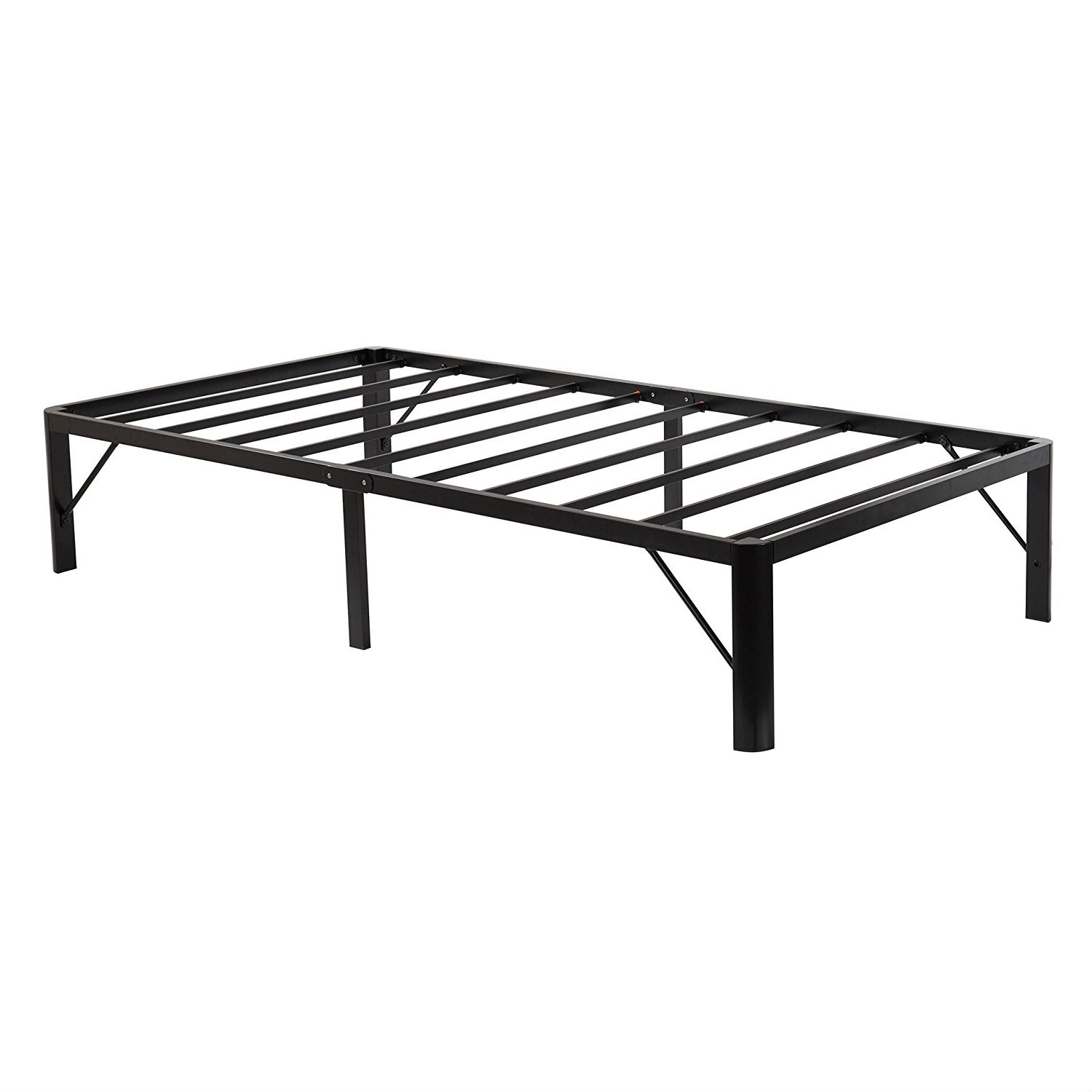 FaFurn - Twin XL Size Platform Bed Frame with Round Corners in Black, Metal