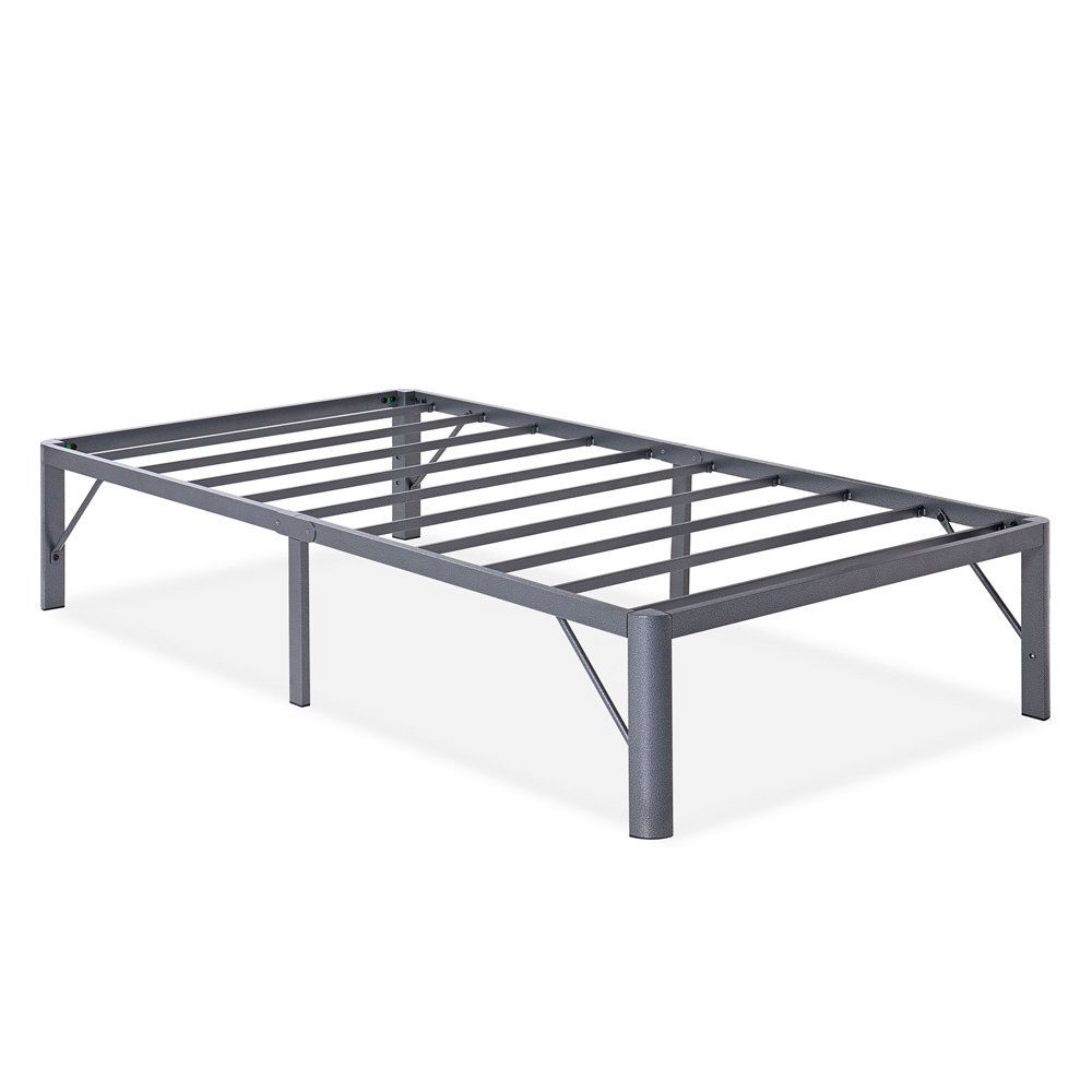 FaFurn - Twin Size Platform Bed Frame with Round Corners in Gray, Metal