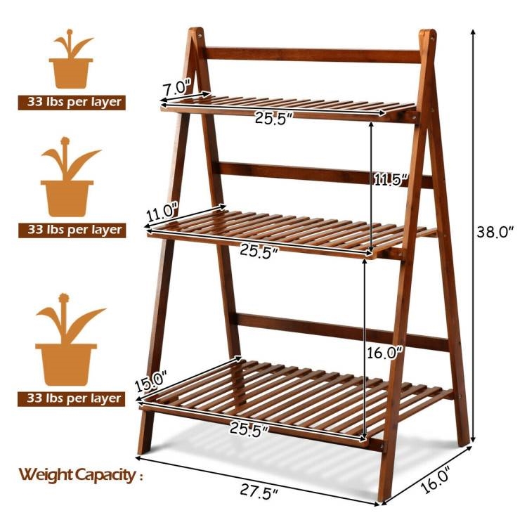 FaFurn Farmhouse 3-Tier Folding Stand Planter Shelving Unit