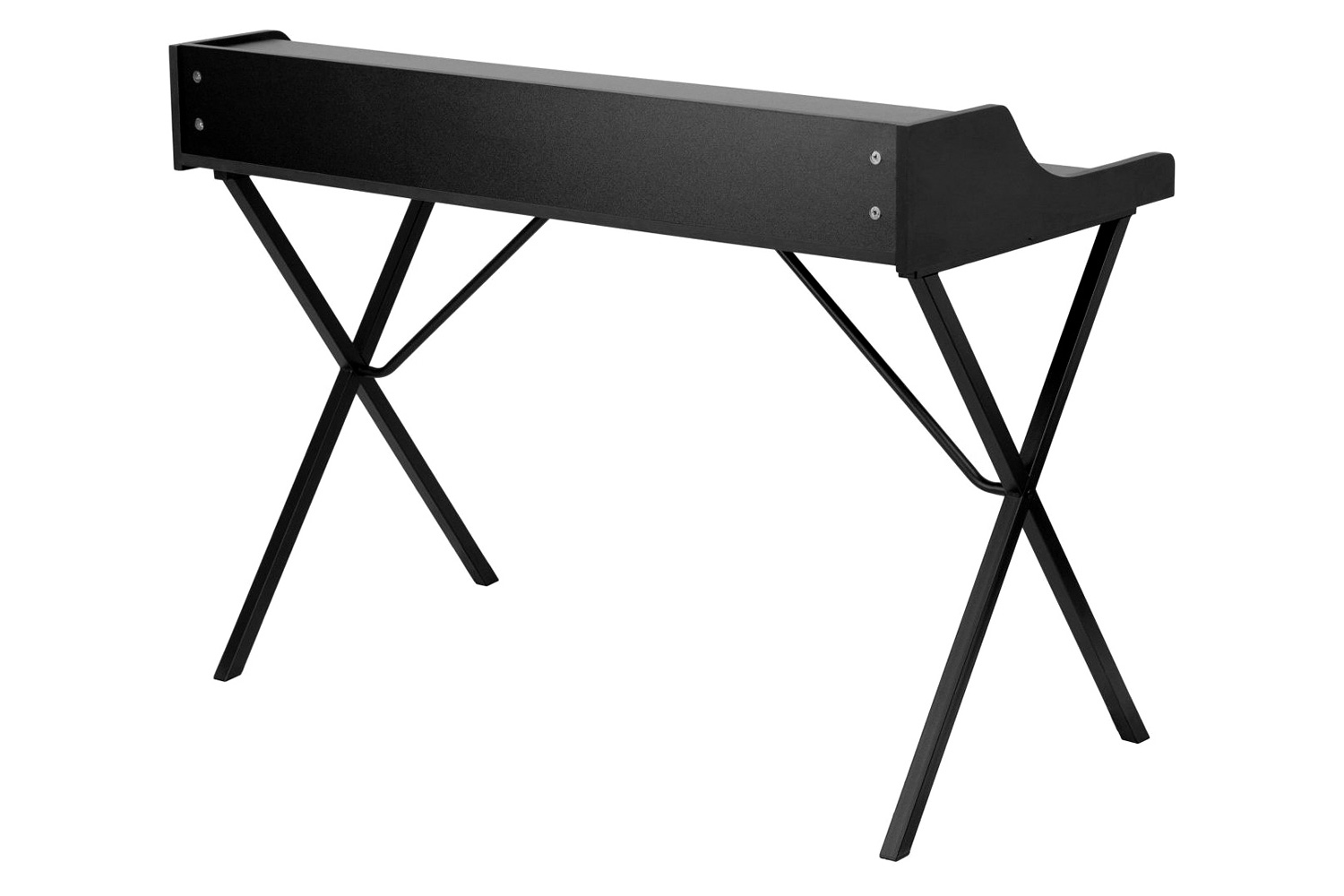 FaFurn - Modern Black Office Table Computer Desk with Raised Top Shelf