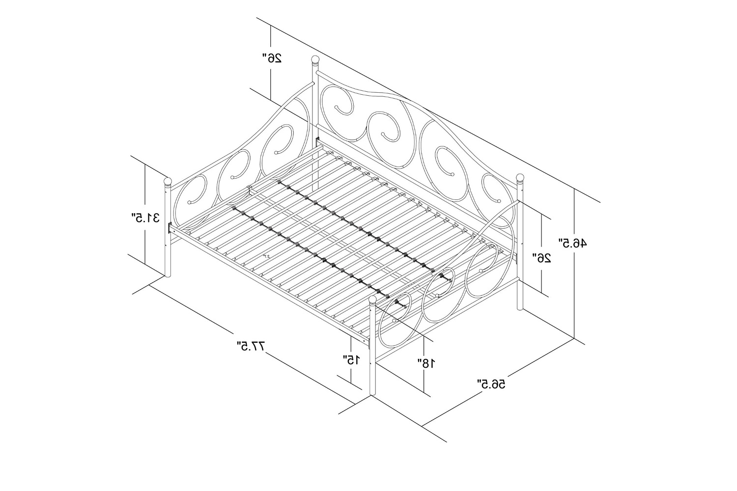 FaFurn - Full Metal Daybed Frame Contemporary Design Day Bed in Bronze Pewter Finish