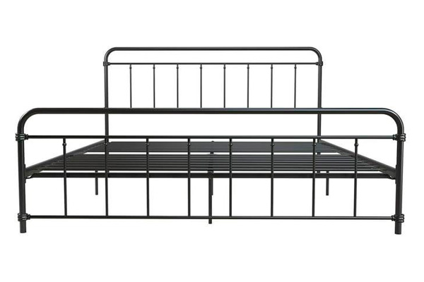 FaFurn - Vintage King Size Platform Bed with Headboard in Black, Metal