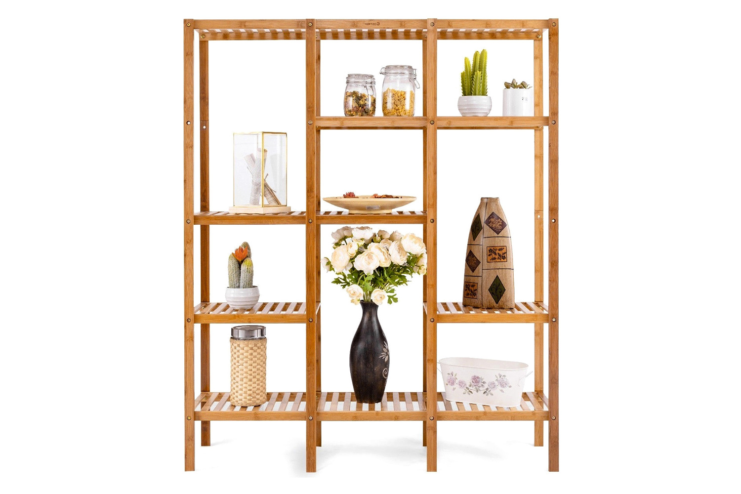 FaFurn - Eco-Friendly Bamboo 4-Shelf Bookcase Storage Rack