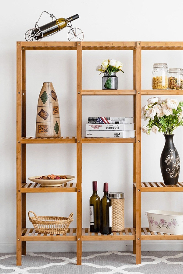 FaFurn - Eco-Friendly Bamboo 4-Shelf Bookcase Storage Rack