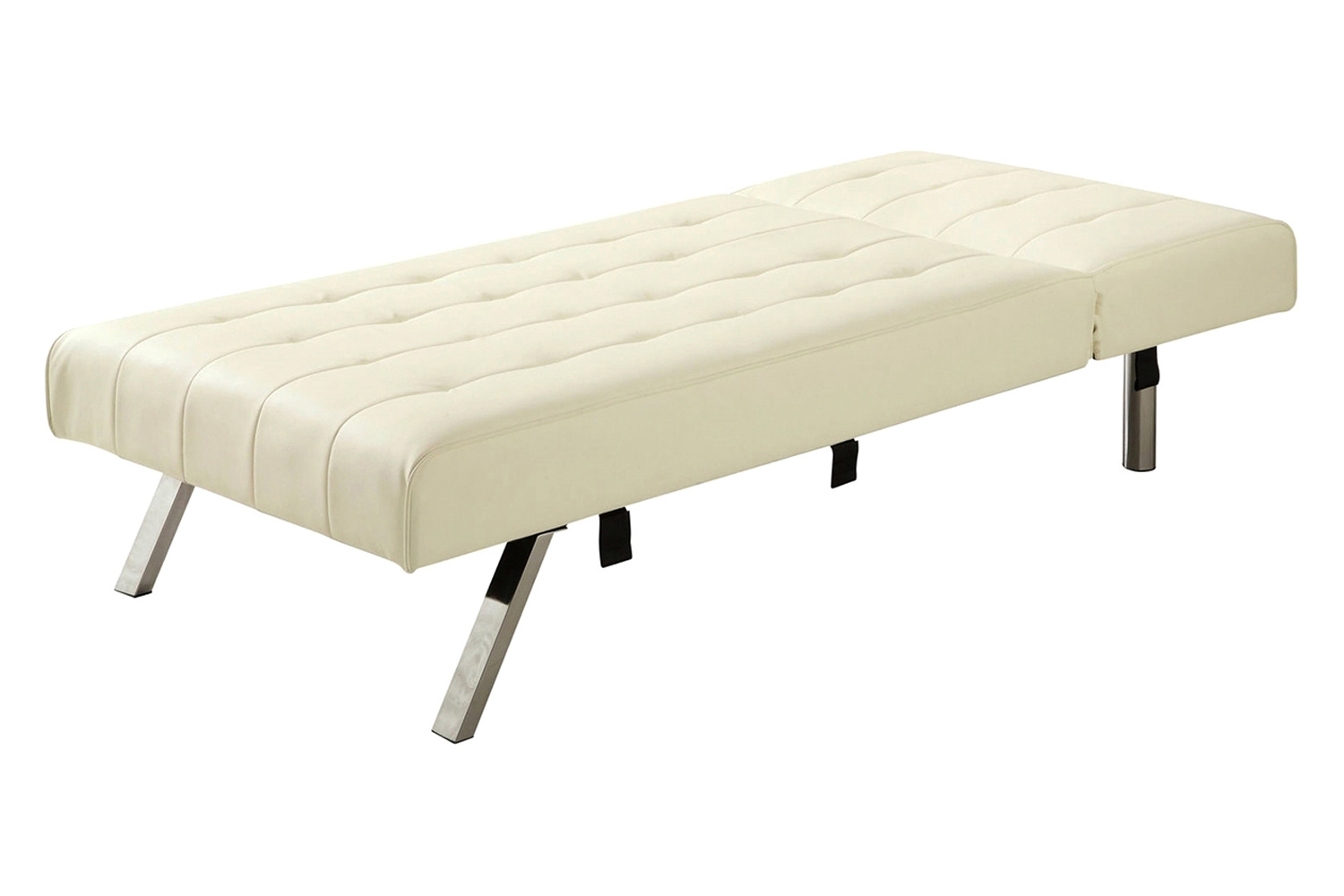 FaFurn - Vanilla Chaise Lounge Sleeper Bed with Contemporary Chrome Legs