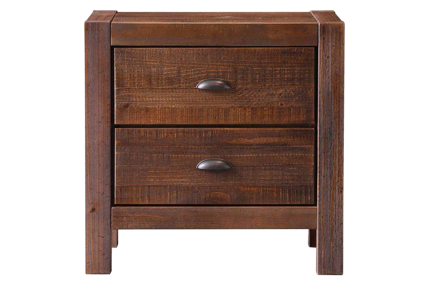 FaFurn™ Farmhouse Solid 2 Drawers End Table - Walnut, Wood