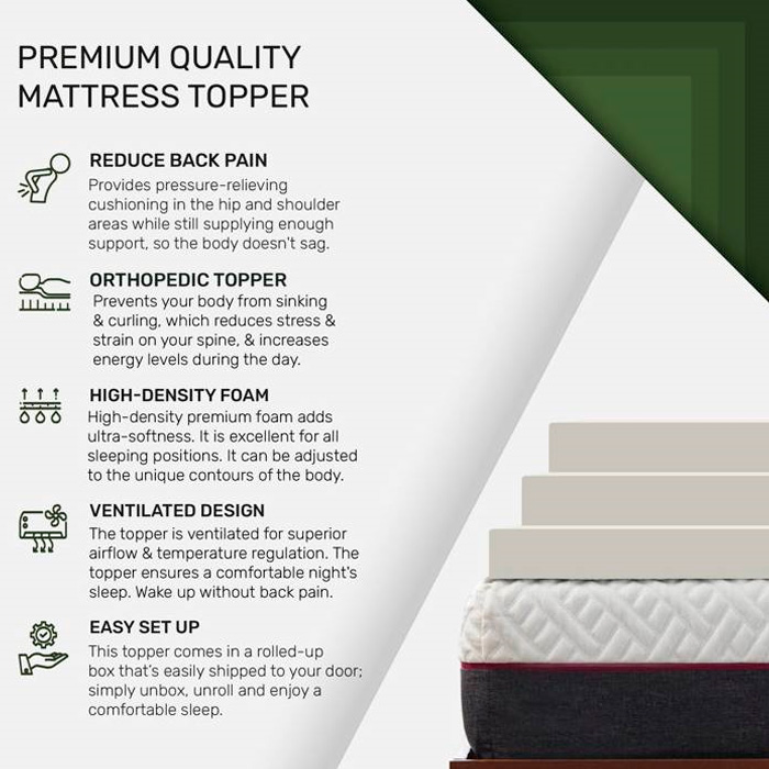 FaFurn Full Size Mattress Topper Pad - Trick Plush Foam, Medium Firm