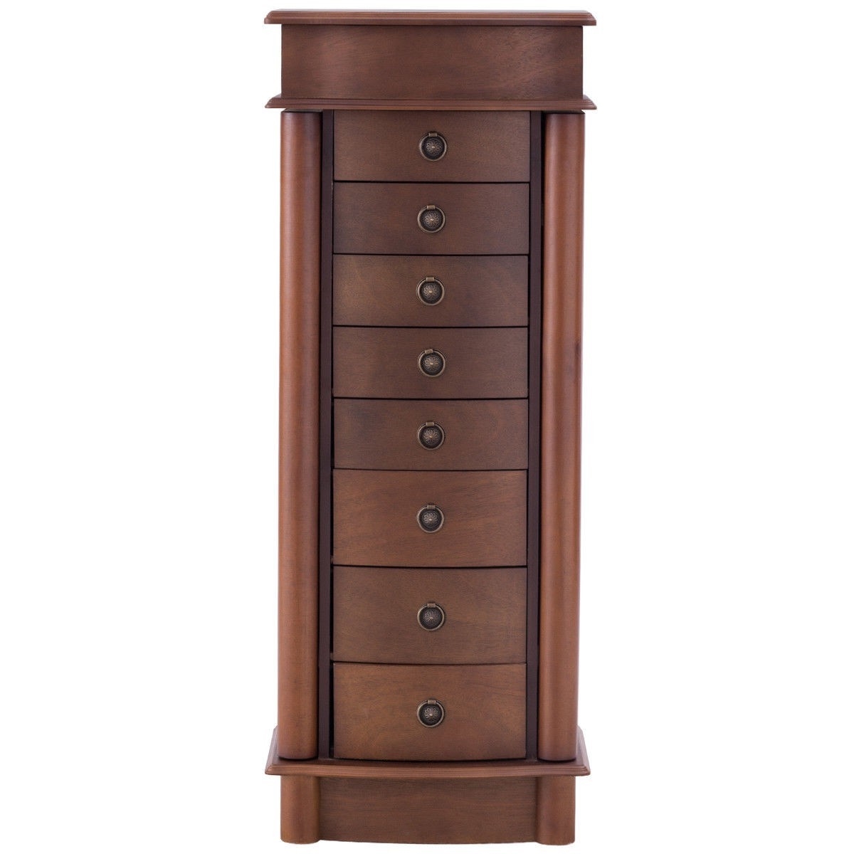 FaFurn - Jewelry Armoire Chest with Mirror in Brown, Wood