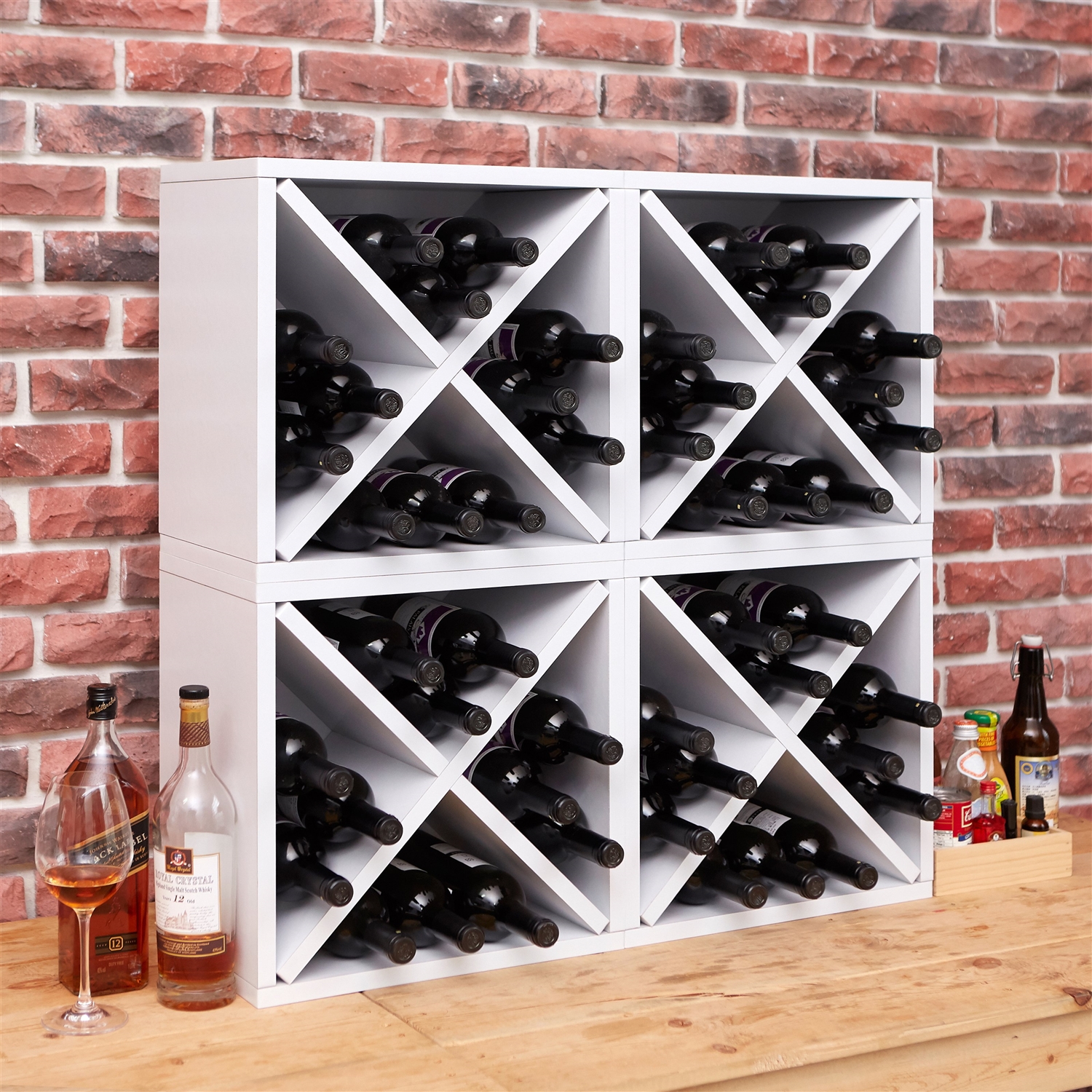 FaFurn™ Stackable 12 Bottle Wine Rack - White