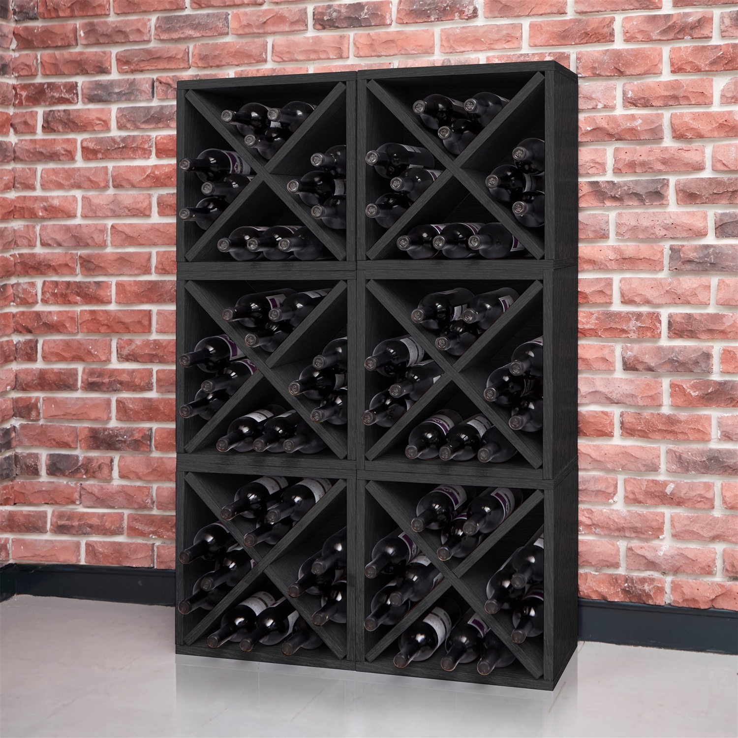 FaFurn™ Stackable 12 Bottle Wine Rack - Black