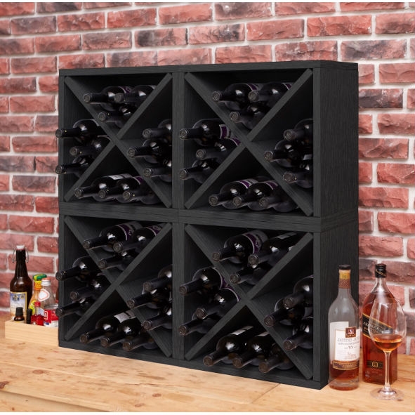 FaFurn™ Stackable 12 Bottle Wine Rack - Black