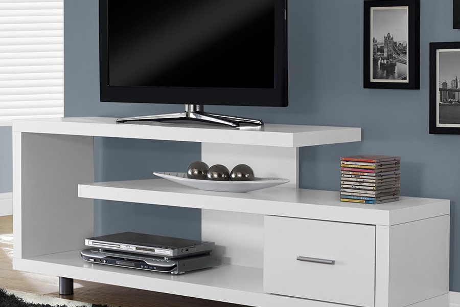 FaFurn - White Modern TV Stand Fits Up To 60-Inch Flat Screen Tv