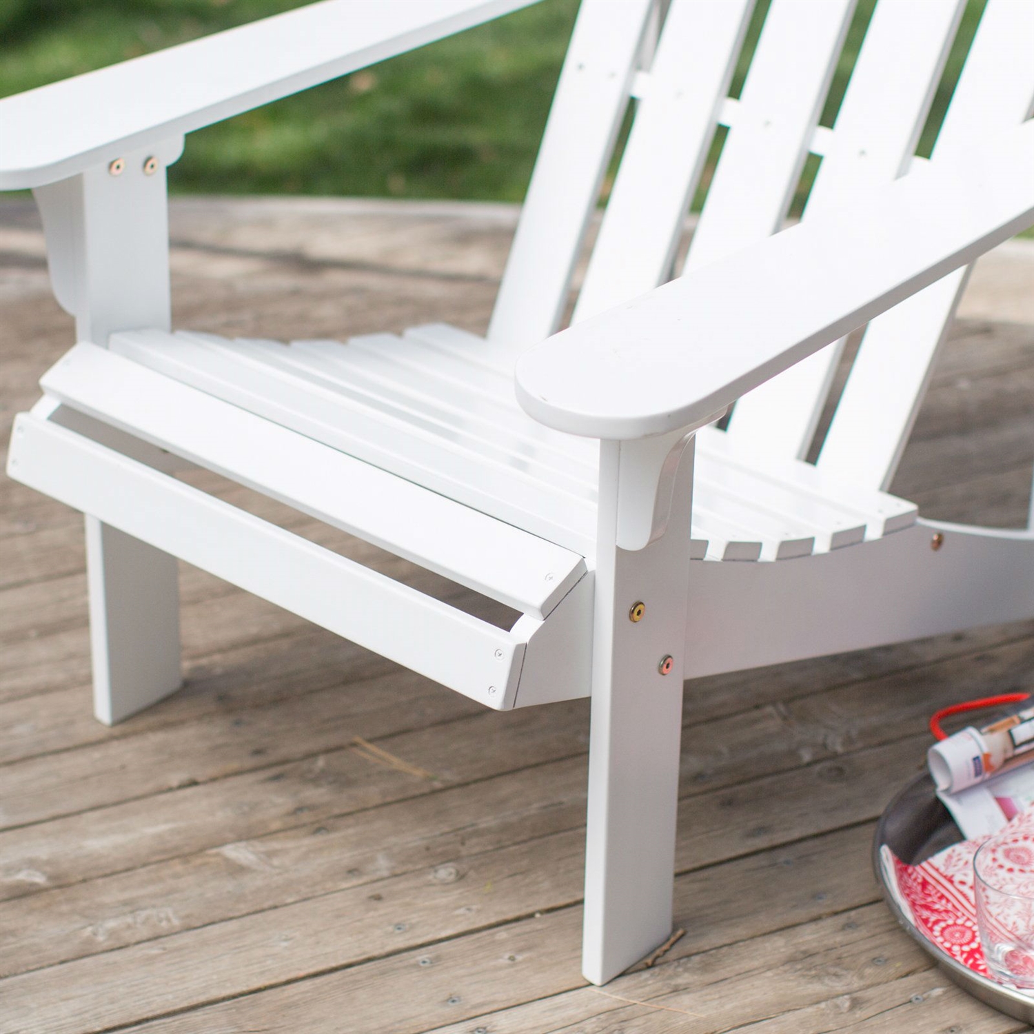 FaFurn - Adirondack Chair with Comfort Back Design in White, Wood