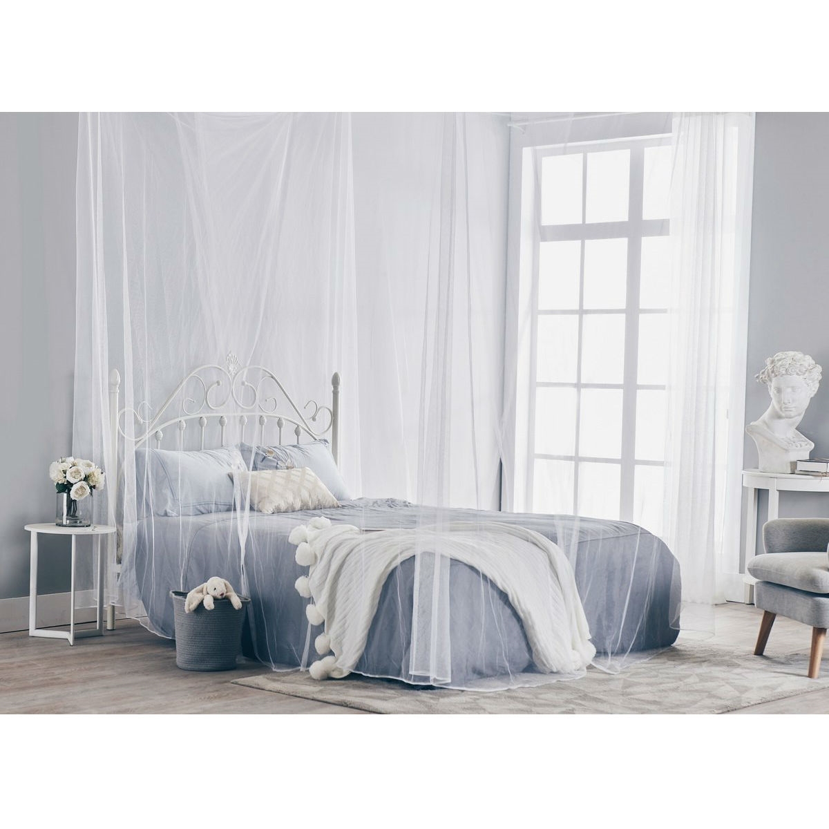 FaFurn - Canopy Bed Frame in White