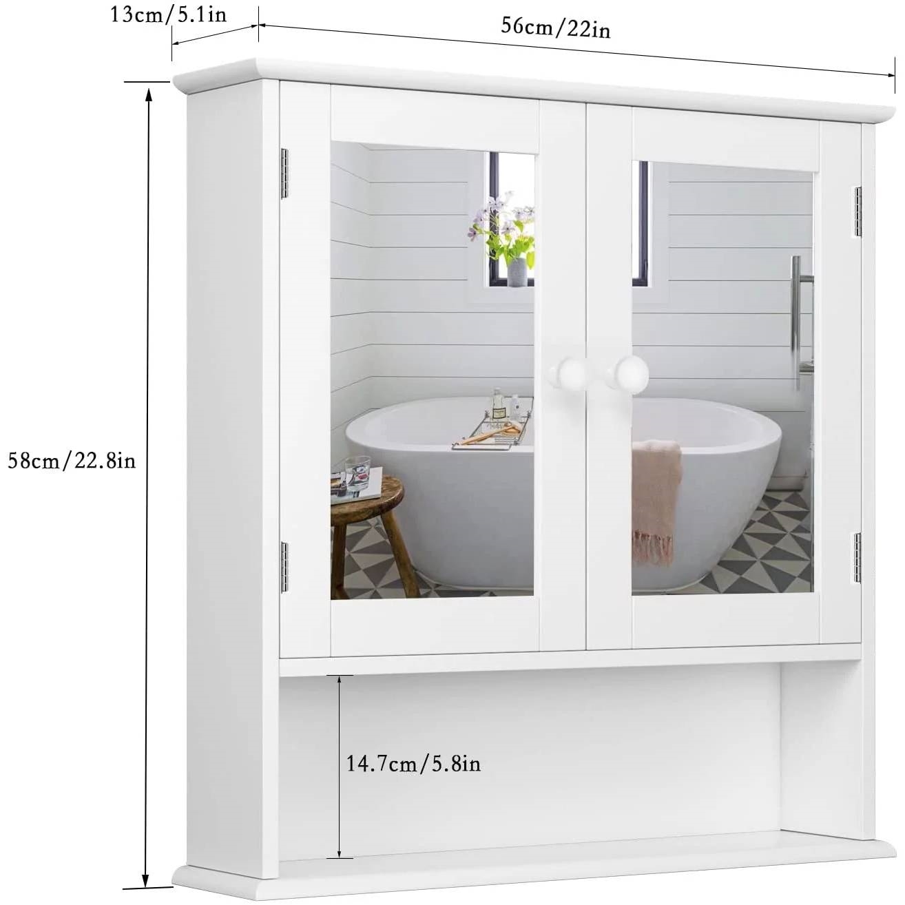 FaFurn Bathroom Cabinet with Shelf - White, Wood