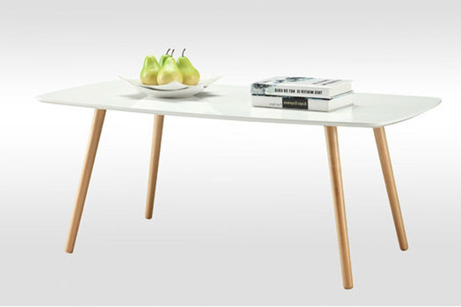 FaFurn™ - White Top Mid-Century Coffee Table with Solid Wood Legs