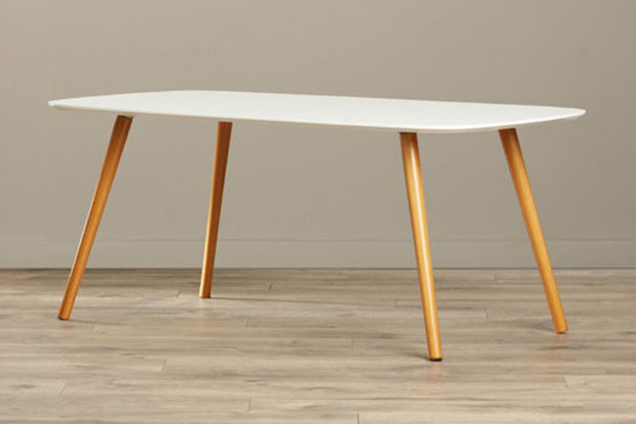 FaFurn™ - White Top Mid-Century Coffee Table with Solid Wood Legs