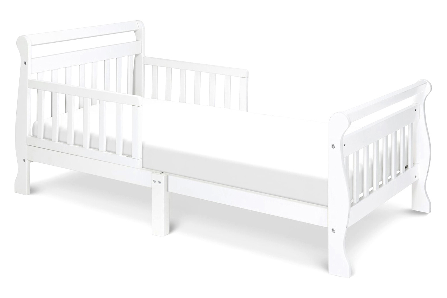 FaFurn - Wooden Modern Toddler Sleigh Bed with Slatted Guard Rails