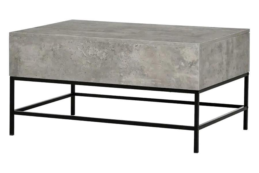 FaFurn™ Modern Lift Top Coffee Table W/ Hidden Storage Black Metal Legs - Gray