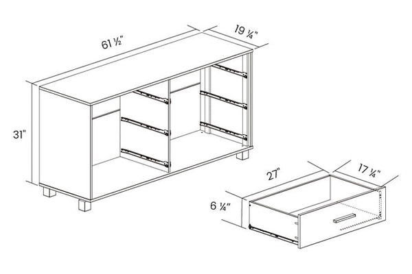 FaFurn Modern Farmhouse Solid 6 Drawers Double Dresser - White, Wood