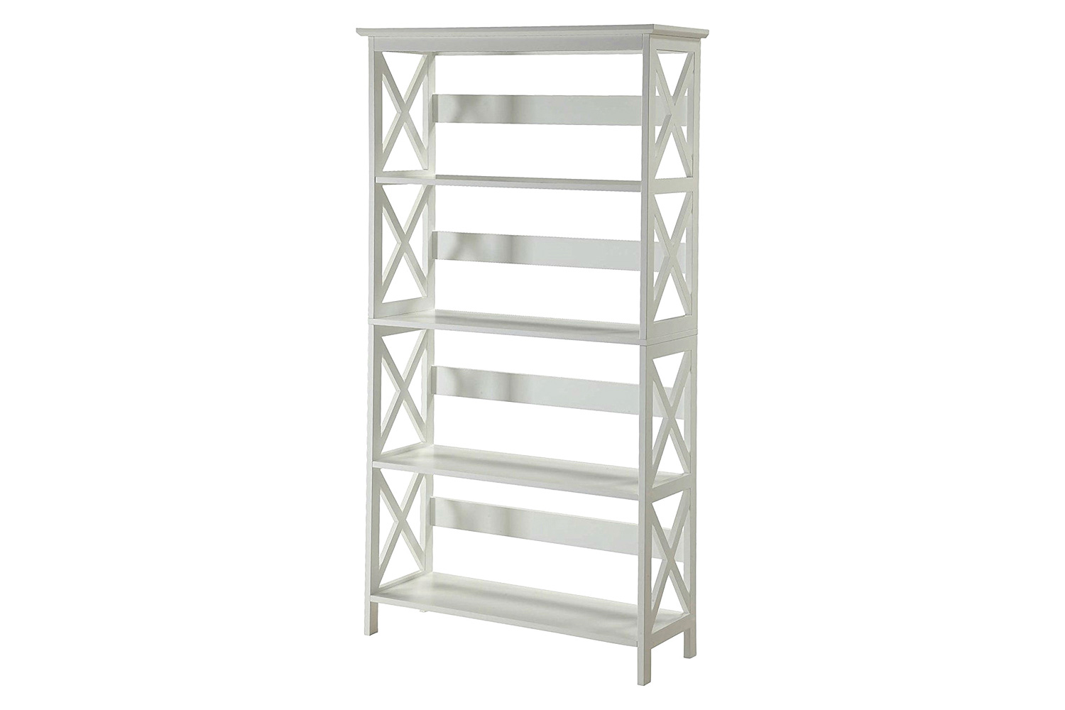 FaFurn Glossy 5-Shelf Bookcase - White