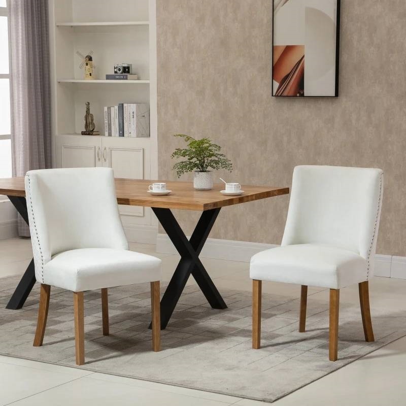 FaFurn Set of 2 Modern Dining Chairs - White