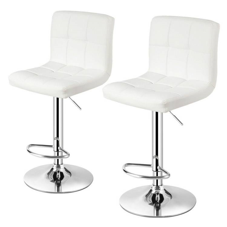 FaFurn - Set of 2 Modern Adjustable Barstool with PU Leather Swivel Seat