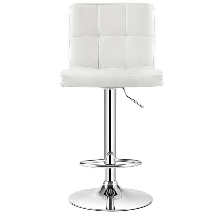 FaFurn Set of 2 Modern Adjustable Barstool with PU Leather Swivel Seat - White