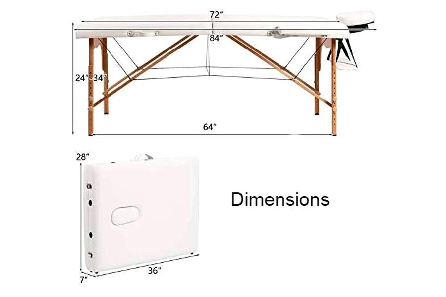 FaFurn - White Adjustable Portable Massage Folding Table