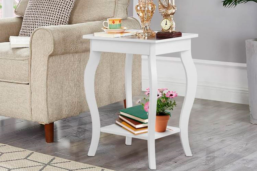 FaFurn™ Set of 2 Stylish End Table - White, Wood