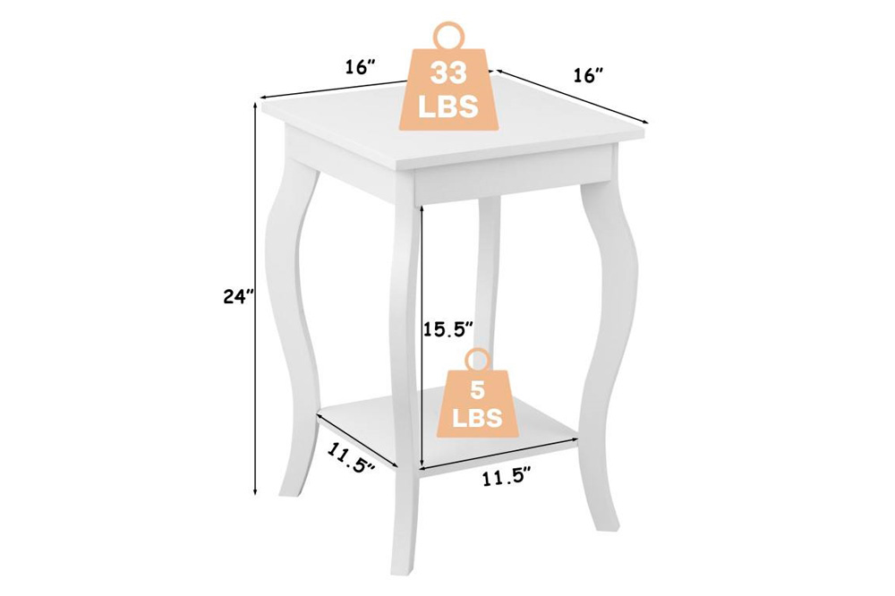 FaFurn™ Set of 2 Stylish End Table - White, Wood