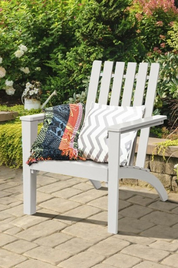 FaFurn Indoor/Outdoor Acacia Wood Adirondack Lounge Armchair - White