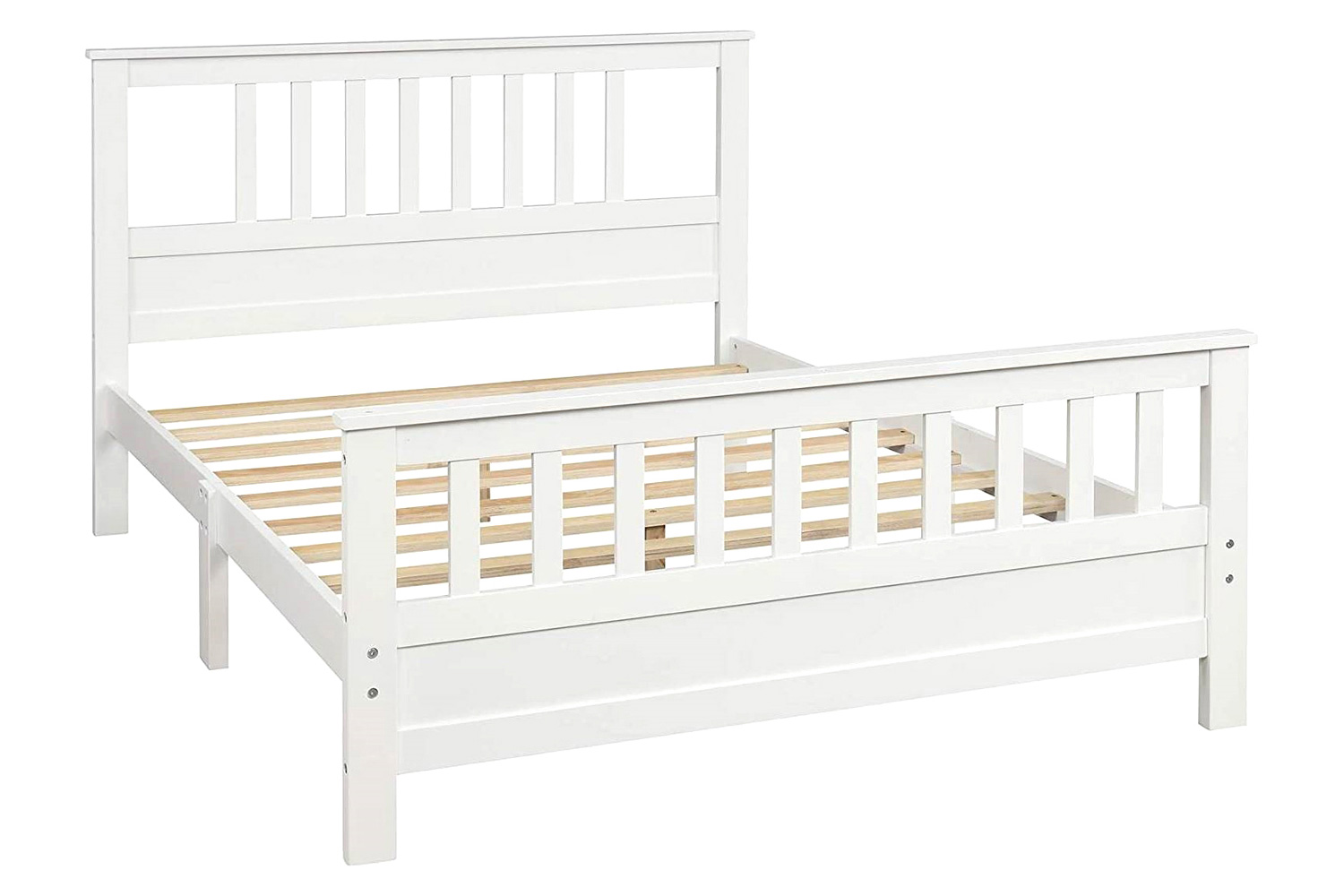 FaFurn - Pine Wood Slatted Platform Headboard Footboard Bed