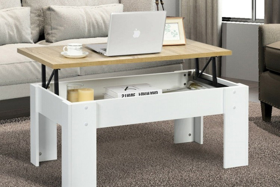 FaFurn™ Farmhouse Lift-Top Multi Purpose Coffee Table Laptop Desk - White