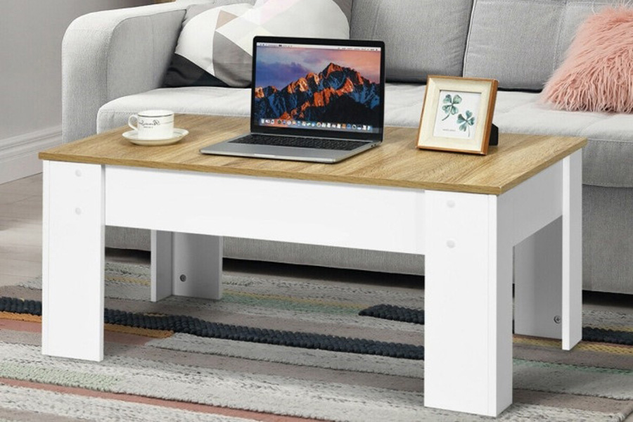 FaFurn™ Farmhouse Lift-Top Multi Purpose Coffee Table Laptop Desk - White