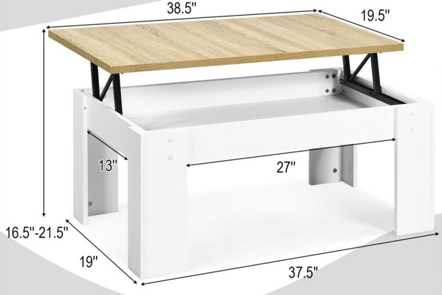 FaFurn™ Farmhouse Lift-Top Multi Purpose Coffee Table Laptop Desk - White