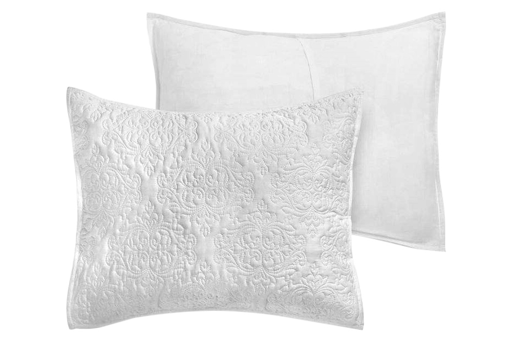 FaFurn King Size 3-Piece Quilted Damask Pattern Quilt Set - White, Cotton