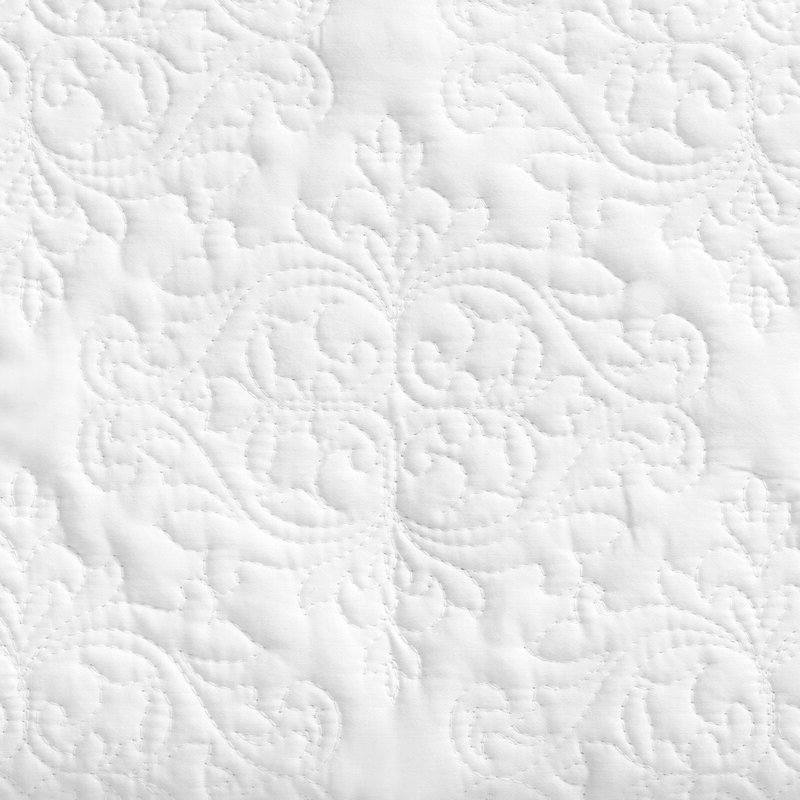 FaFurn King Size 3-Piece Quilted Damask Pattern Quilt Set - White, Cotton