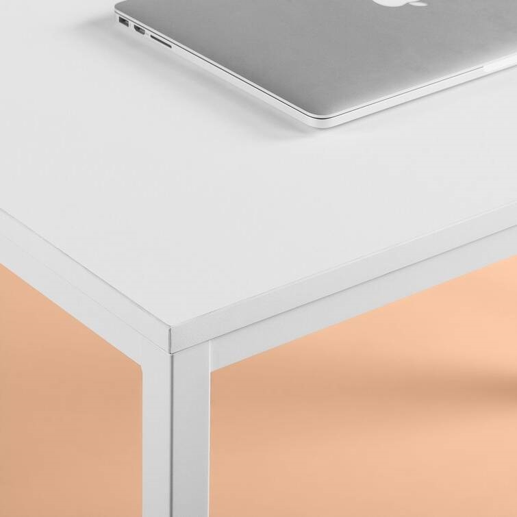 FaFurn - Modern Computer Desk with Metal Frame and Wood Top in White