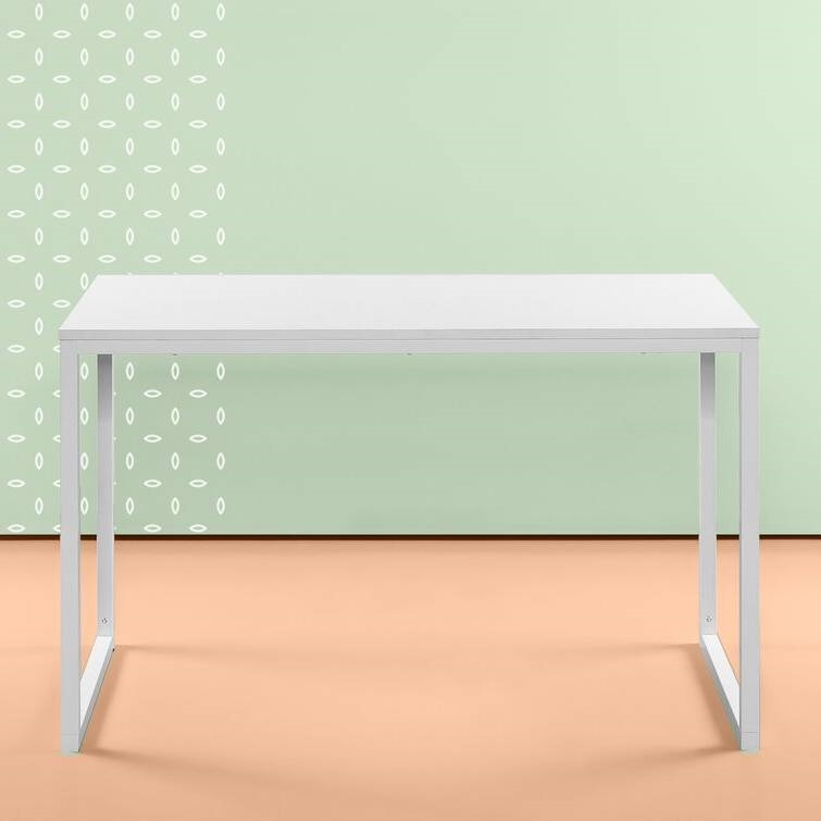 FaFurn - Modern Computer Desk with Metal Frame and Wood Top in White