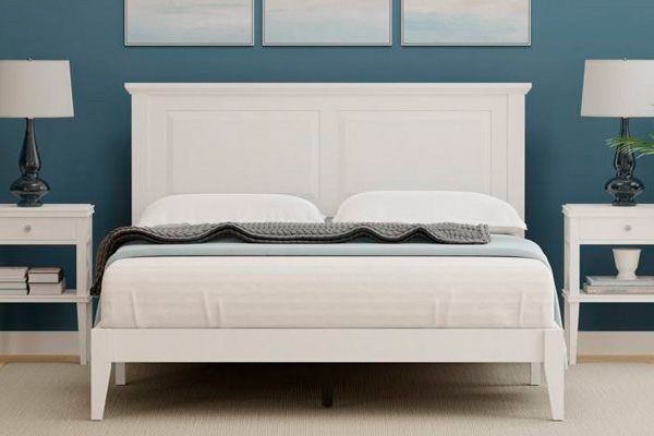 FaFurn Traditional Queen Size Platform Bed with Headboard - White, Wood