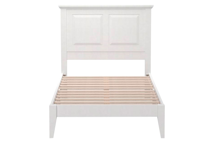 FaFurn Traditional Twin Size Platform Bed with Headboard - White, Wood