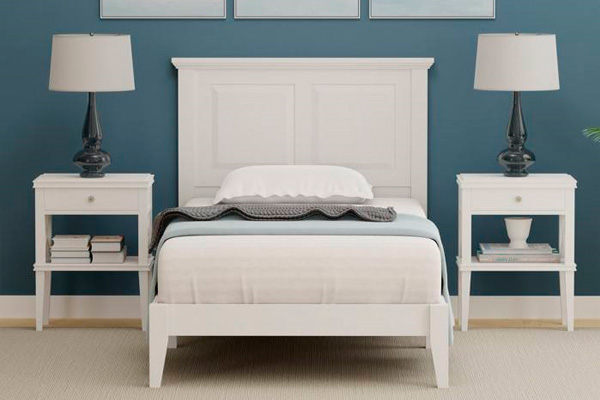 FaFurn Traditional Twin Size Platform Bed with Headboard - White, Wood