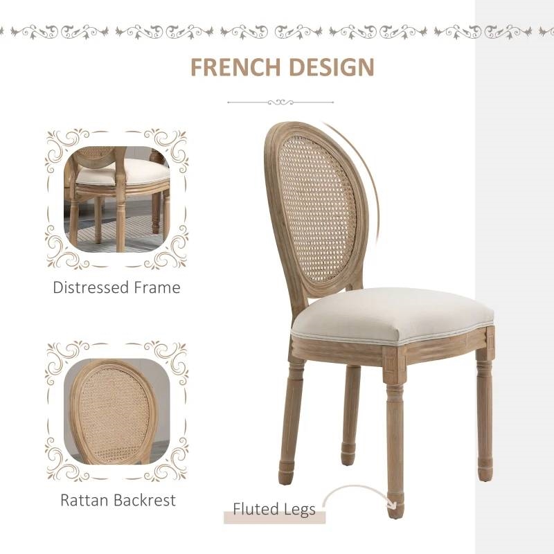 FaFurn Set of 2 Vintage Dining Chairs - Beige