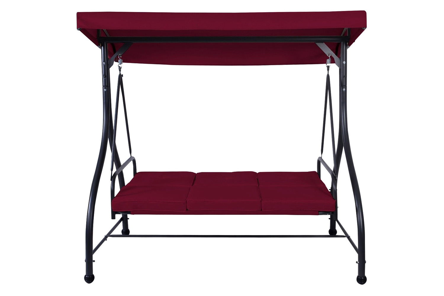 FaFurn Adjustable 3 Seat Cushioned Porch Patio Canopy Swing Chair - Dark Red