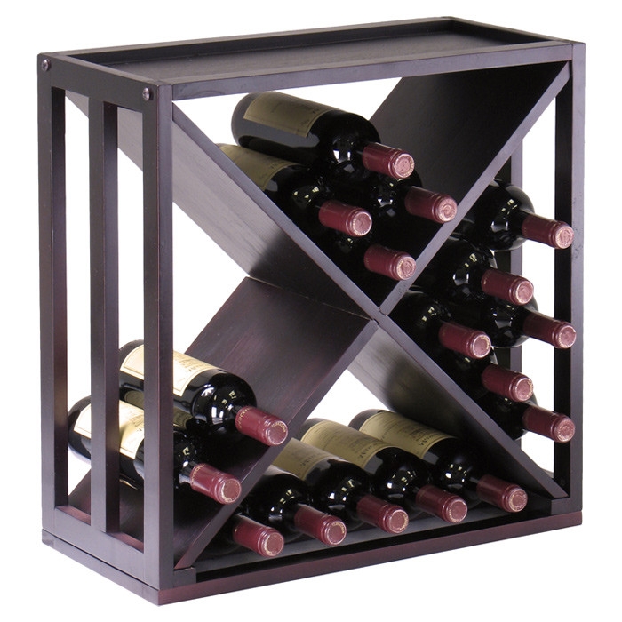 FaFurn™ Modern Stackable 24 Bottle Wine Rack - Espresso